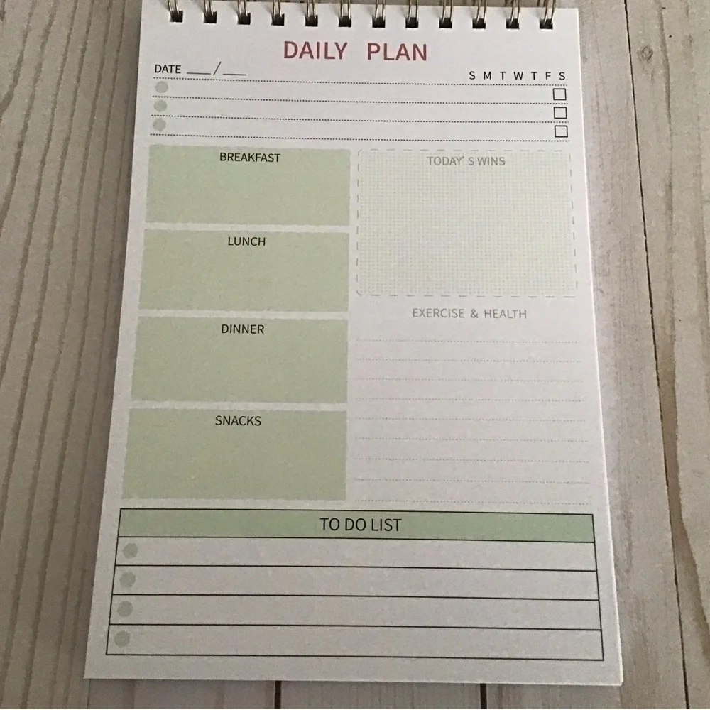 Daily Plan / To Do Spiral Notebook. UNDATED -- BRAND NEW